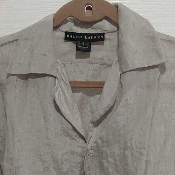 New, Ralph Lauren Black Label Crinkled Organza Puffed Silk Blend Blouse - Picture 6 of 16